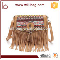 Bolso de cuero del bolso de las mujeres del cuero de la borla del grabado de Alibaba China